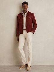 Reiss Off White Dobby Cotton-Piqué Slim-Fit Chinos - Image 6 of 7