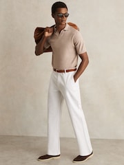 Reiss White Shade Cotton-Linen Relaxed-Fit Trousers - Image 1 of 6