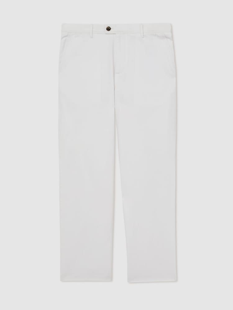 Reiss White Shade Cotton-Linen Relaxed-Fit Trousers - Image 2 of 6