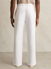 Reiss White Shade Cotton-Linen Relaxed-Fit Trousers - Image 5 of 6