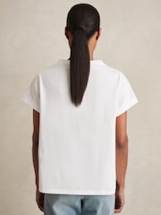 Reiss White Luna Brushed-Cotton V-Neck T-Shirt - Image 5 of 7