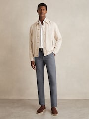 Reiss Airforce Blue Dobby Cotton-Piqué Slim-Fit Chinos - Image 1 of 6