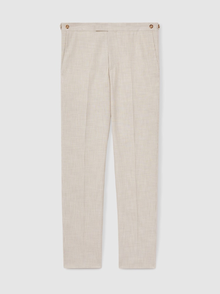 Reiss Oatmeal/White Kai Slim-Fit Pinstripe Suit Trousers - Image 2 of 7
