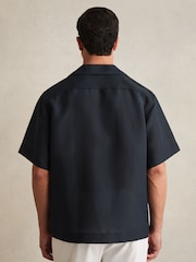 Reiss Navy Wrexham Organza Twin-Pocket Oversize Shirt - Image 5 of 6