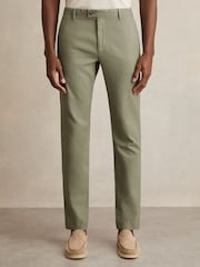Reiss Khaki Green Dobby Cotton-Piqué Slim-Fit Chinos - Image 3 of 6