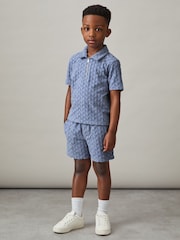 Reiss Airforce Blue Jackson 13-14 yrs Textured Towelling Polo Shirt - Image 2 of 4