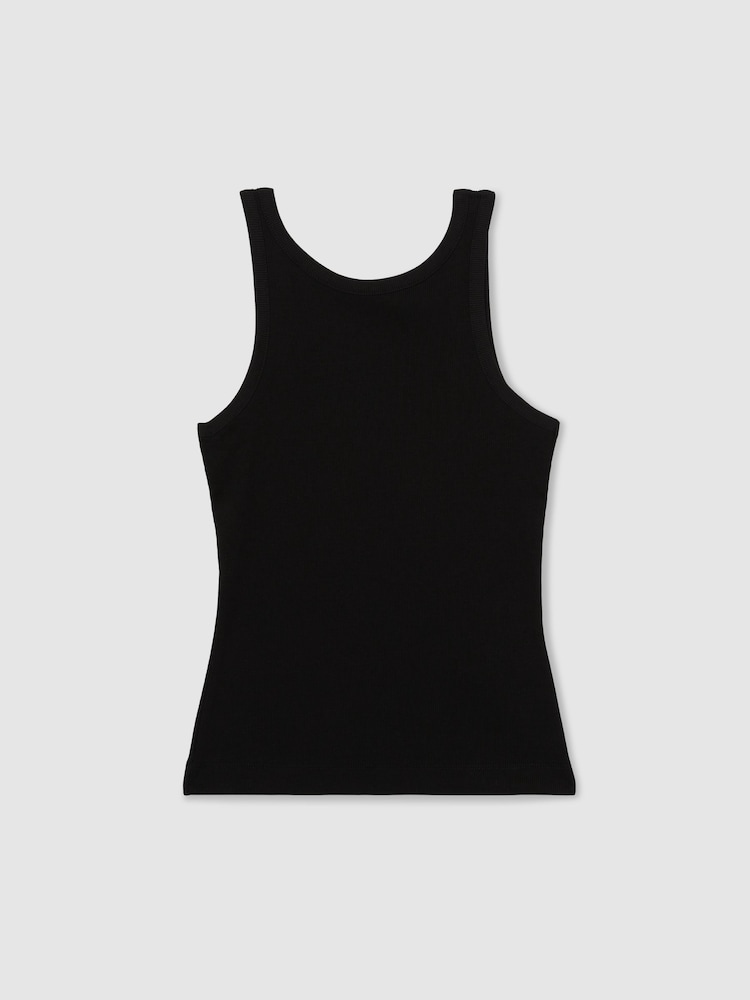 Reiss Black Lara Stretch-Cotton Low-Back Vest - Image 2 of 6