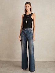 Reiss Black Lara Stretch-Cotton Low-Back Vest - Image 3 of 6