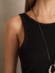 Reiss Black Lara Stretch-Cotton Low-Back Vest - Image 4 of 6