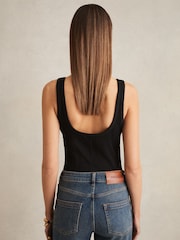 Reiss Black Lara Stretch-Cotton Low-Back Vest - Image 5 of 6