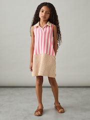 Reiss Pink Felicia 13-14 yrs Towelling Stripe Dress - Image 2 of 4