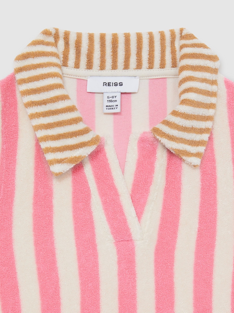 Reiss Pink Felicia 13-14 yrs Towelling Stripe Dress - Image 4 of 4