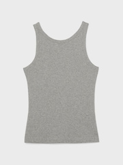 Reiss Grey Marl Lara Stretch-Cotton Low-Back Vest - Image 2 of 6