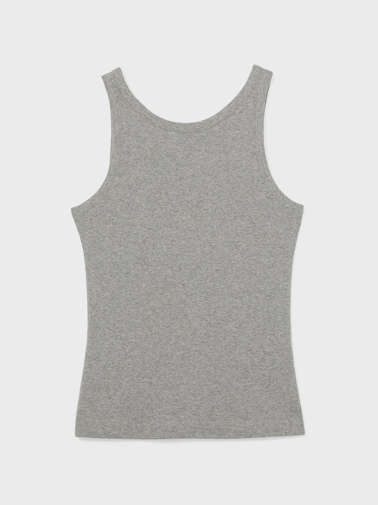 Reiss Grey Marl Lara Stretch-Cotton Low-Back Vest - Image 2 of 6