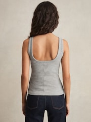 Reiss Grey Marl Lara Stretch-Cotton Low-Back Vest - Image 5 of 6