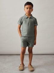 Sage zelena - Reiss Lolland Cotton Textured Half Zip Polo Shirt - Slika 3 iz 4
