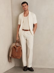Reiss White Tay Pointelle-Knit Zip-Through Shirt - Image 3 of 6