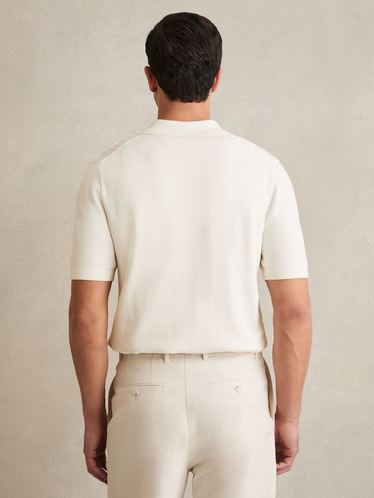 Reiss White Tay Pointelle-Knit Zip-Through Shirt - Image 5 of 6