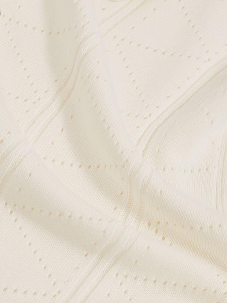Weiß - Reiss Tay Pointelle Knit Zip Through Shirt - Bild 6 von 6 Weiß - Reiss Tay Pointelle Knit Zip Through Shirt - Bild 6 von 6