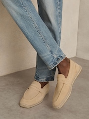 Reiss Sand Yellow Cannes Suede Penny-Strap Espadrilles - Image 4 of 6