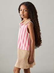 Reiss Pink Felicia 4-9 yrs Towelling Stripe Dress - Image 3 of 4