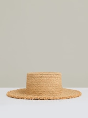 Reiss Natural Freya Straw Boater Hat - Image 1 of 4
