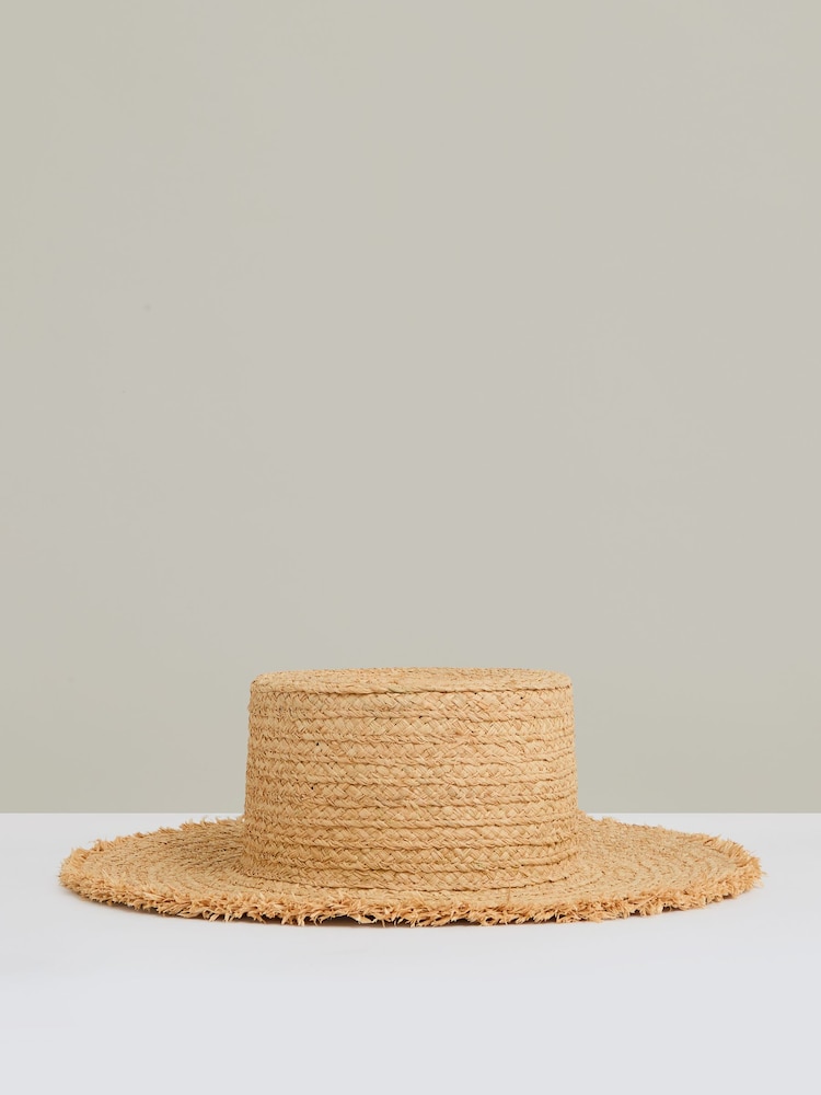 Reiss Natural Freya Straw Boater Hat - Image 1 of 4