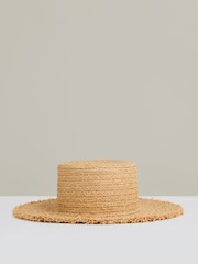 Reiss Natural Freya Straw Boater Hat - Image 3 of 4
