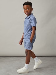 Reiss Airforce Blue Piro 13-14 yrs Textured Towelling Shorts - Image 2 of 4