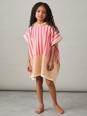 Reiss Pink Ray Towelling Stripe Hooded Cape - Image 1 of 5