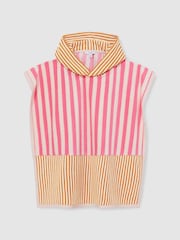 Reiss Pink Ray Towelling Stripe Hooded Cape - Image 2 of 5