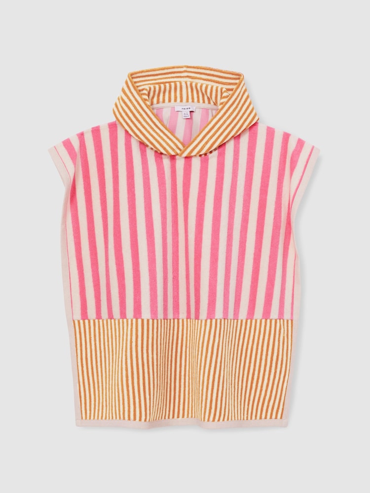 Reiss Pink Ray Towelling Stripe Hooded Cape - Image 2 of 5