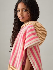 Reiss Pink Ray Towelling Stripe Hooded Cape - Image 3 of 5