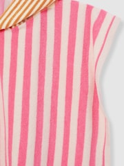 Reiss Pink Ray Towelling Stripe Hooded Cape - Image 5 of 5