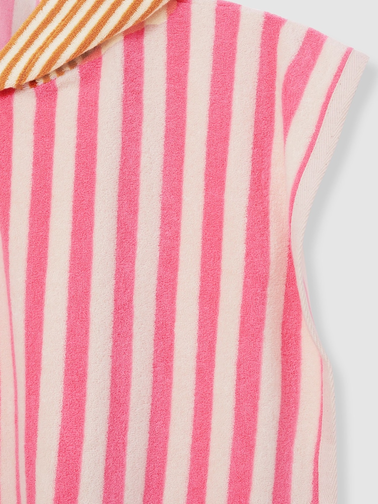 Reiss Pink Ray Towelling Stripe Hooded Cape - Image 5 of 5