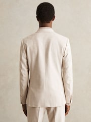 Reiss Oatmeal/White Kai Slim Fit Single Breasted Pinstripe Suit Blazer - Image 7 of 9