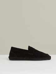 Reiss All Black Cannes Suede Penny-Strap Espadrilles - Image 1 of 6