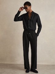 Reiss All Black Cannes Suede Penny-Strap Espadrilles - Image 2 of 6