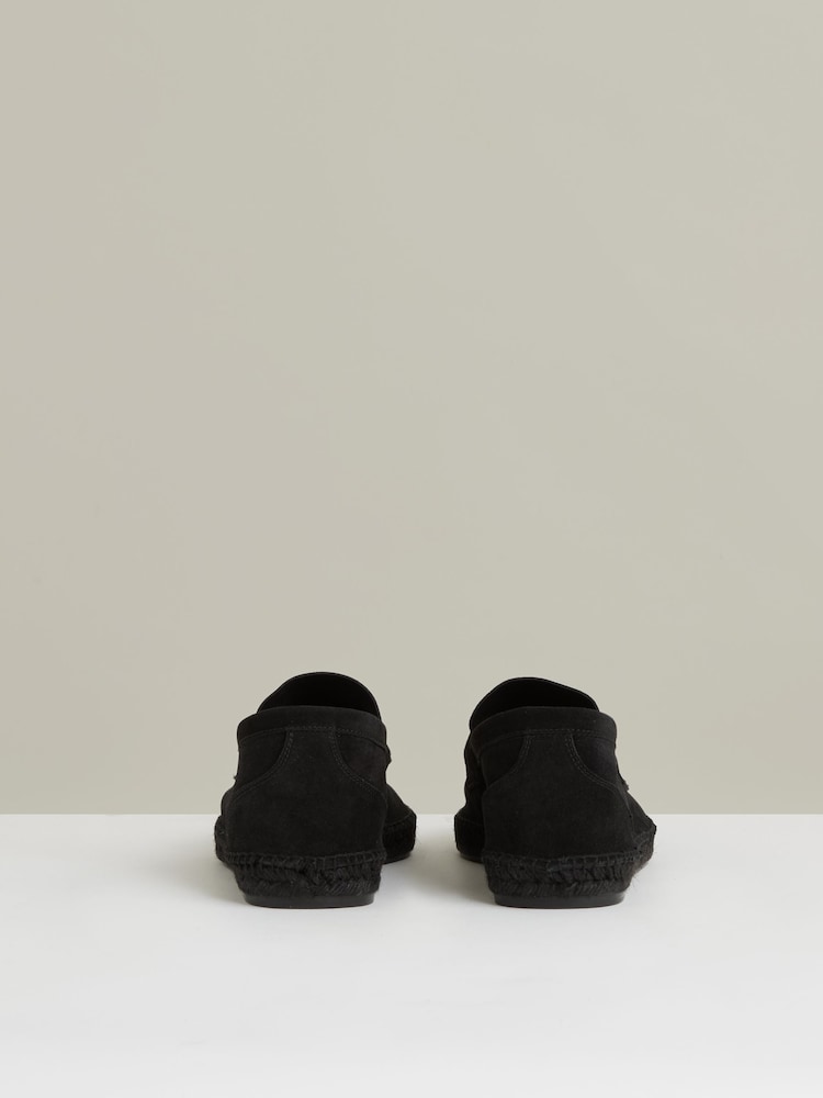 Reiss All Black Cannes Suede Penny-Strap Espadrilles - Image 4 of 6