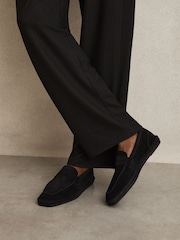 Reiss All Black Cannes Suede Penny-Strap Espadrilles - Image 5 of 6