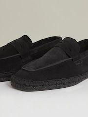 Reiss All Black Cannes Suede Penny-Strap Espadrilles - Image 6 of 6