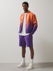 Reiss Papaya Orange/Purple Icon McLaren F1 Team Ombré Leather Jacket - Image 1 of 8