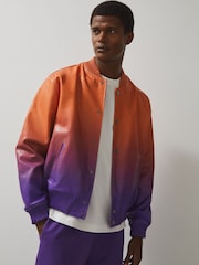 Reiss Papaya Orange/Purple Icon McLaren F1 Team Ombré Leather Jacket - Image 3 of 8