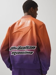 Reiss Papaya Orange/Purple Icon McLaren F1 Team Ombré Leather Jacket - Image 4 of 8