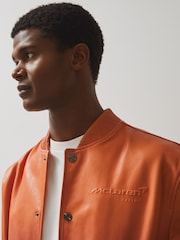 Reiss Papaya Orange/Purple Icon McLaren F1 Team Ombré Leather Jacket - Image 5 of 8