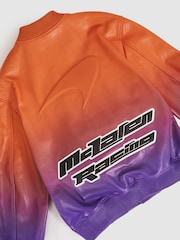 Reiss Papaya Orange/Purple Icon McLaren F1 Team Ombré Leather Jacket - Image 8 of 8