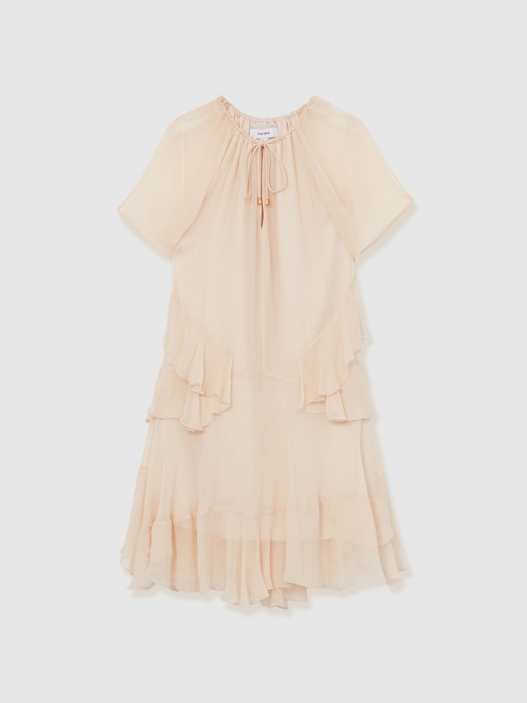 Reiss Pink Lexie Ruffle Mini Dress - Image 2 of 5