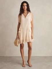 Reiss Pink Lexie Ruffle Mini Dress - Image 3 of 5
