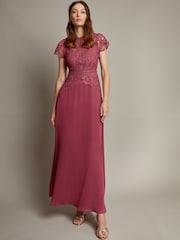 Monsoon Pink Monica Lace Maxi Dress - Image 1 of 2