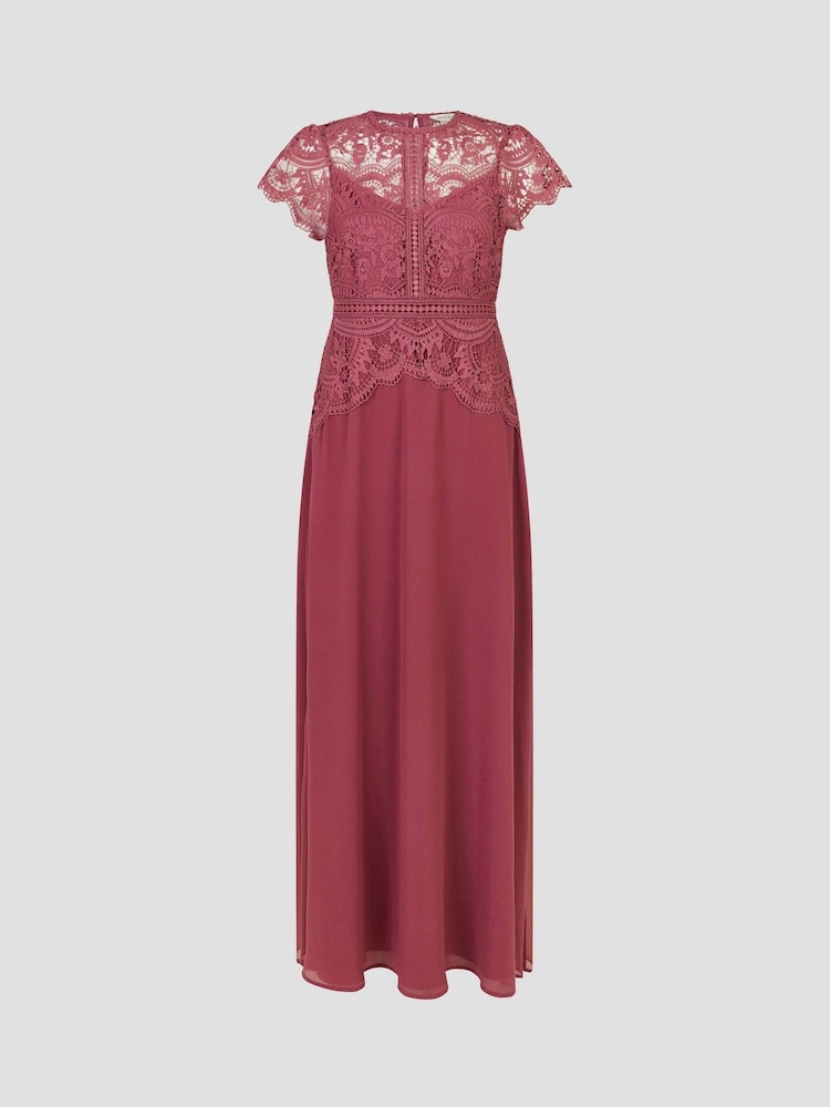 Monsoon Pink Monica Lace Maxi Dress - Image 2 of 2